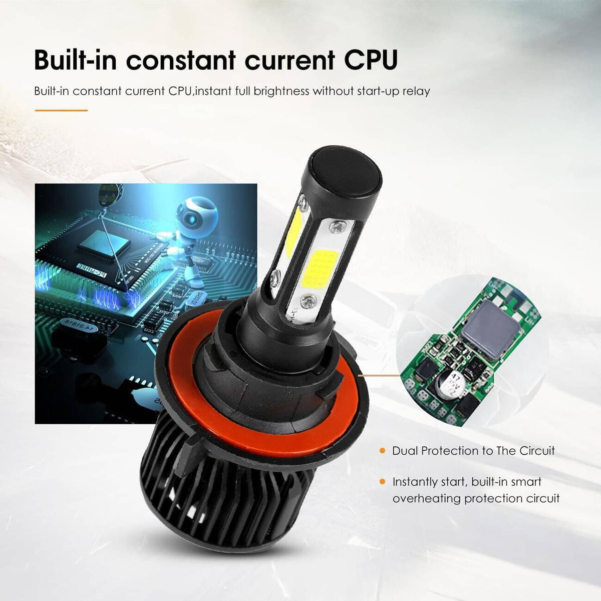 Solidspare 4-Sides H13 9008 LED Headlight Bulb for 2004-2014 Ford F-150 High Low Beam 6000K