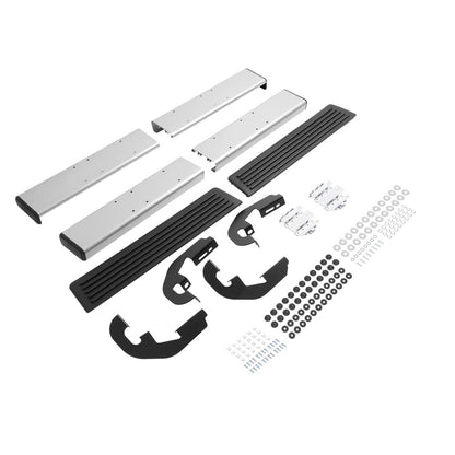 Solid Spare Side Step Bar Running Boards Silver+Black For 19-25 Silverado Sierra Regular Cab
