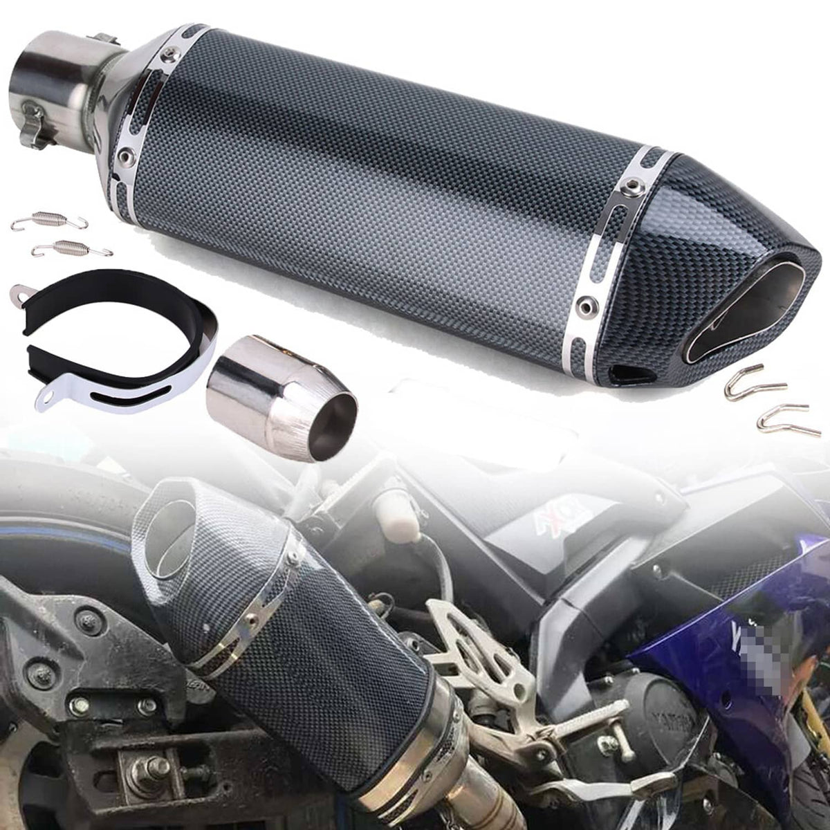 Solidspare Slip on 51mm Universal Motorcycle Exhaust Muffler Pipe with DB Killer Silencer