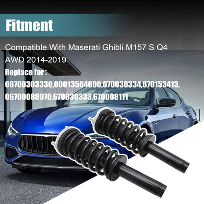 Solidspare 2x Front Shock Absorber Struts Assys Set For Maserati Ghibli M157 AWD 670008897