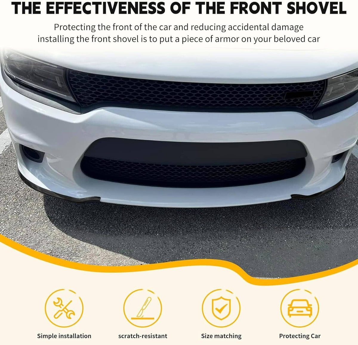 Solidspare Front Bumper Lip Splitter Trim Cover For 2015-2021 Dodge Charger SRT Scat Black