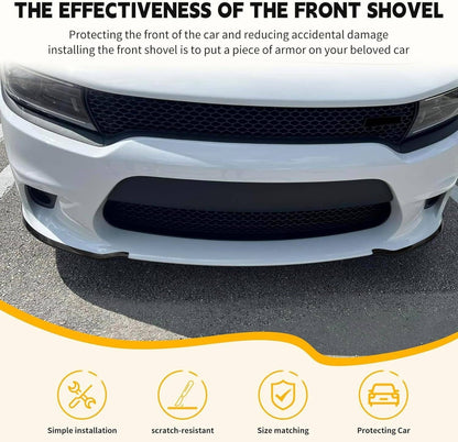 Solidspare Front Bumper Lip Splitter Trim Cover For 2015-2021 Dodge Charger SRT Scat Black