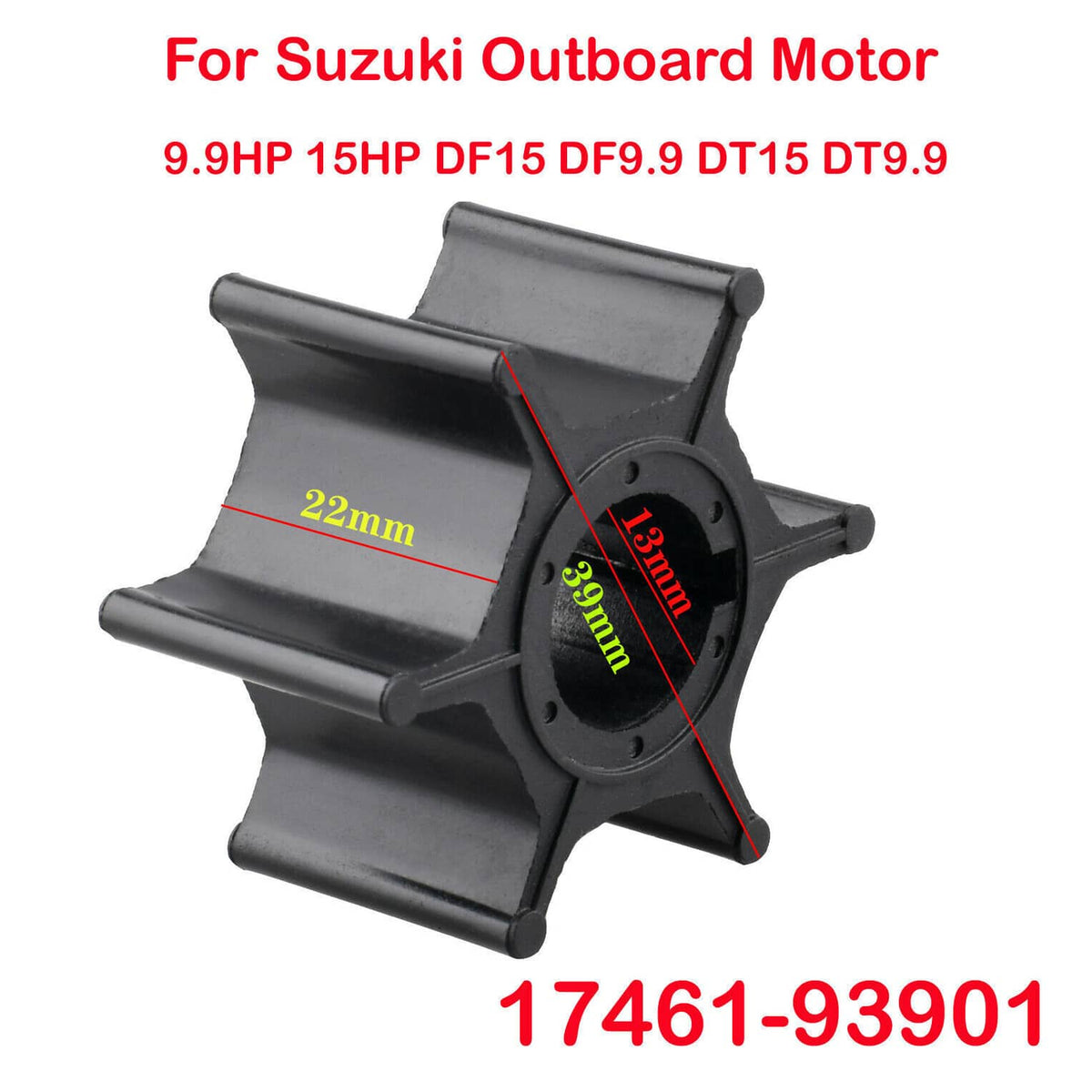 Solid Spare Boat Water Pump Impeller For Suzuki Outboard 9.9HP-15HP DF/DT9.9-15 17461-93901