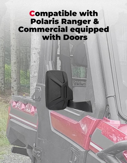 Solidspare 2X Door Mounted Side Mirrors 2889241 For 2018-2025 Polaris Ranger XP 1000 Crew