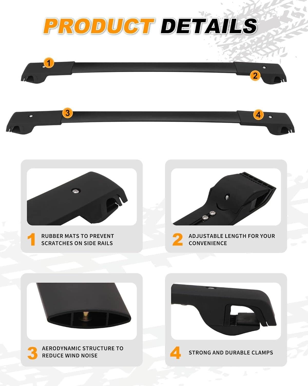 Solidspare Pair Black Aluminum Cross Bars Roof Racks Rail Fit for 2014-2024 Subaru Forester