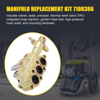 Solidspare Manifold Fits AAA 530008 530009 530016 Pressure Washer Pump 7108746