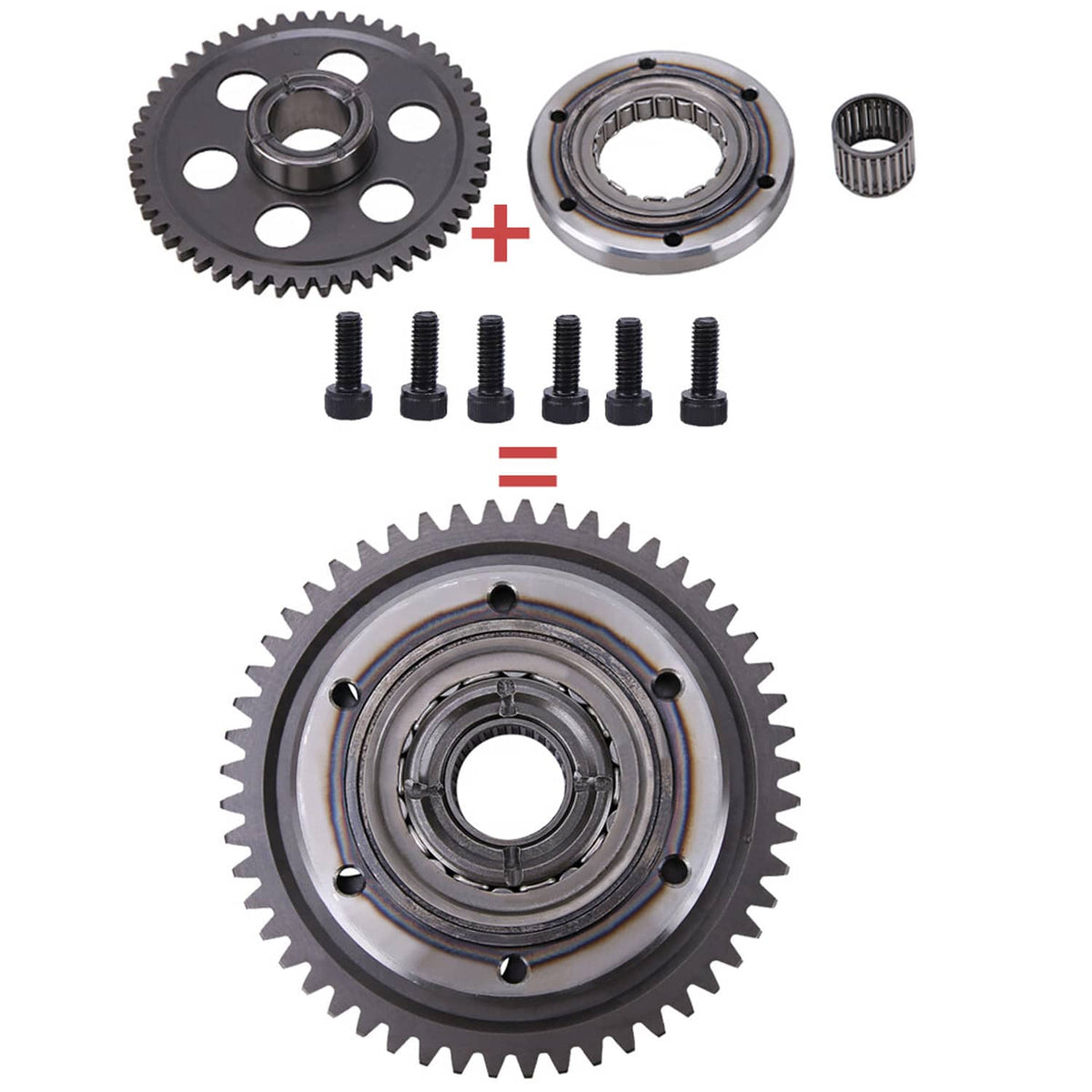Solidspare Heavy Duty Starter Clutch One-Way Bearing Gear Kit 01-03 for Yamaha Raptor 660R