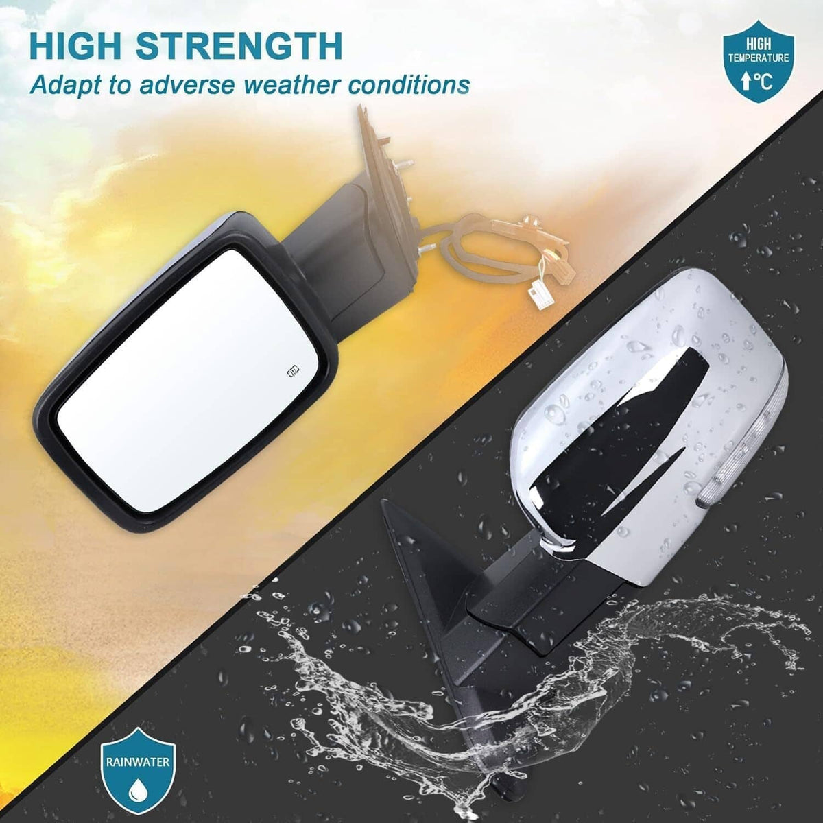 Solidspare New Mirror Sliver Cover Power Folding Signal Driver/Left Side For 13-18 Ram 1500