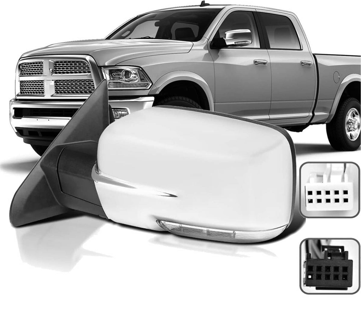 Solidspare Driver/Left Side Mirror Sliver Cover Power Folding Signal For 2013-2018 Ram 1500