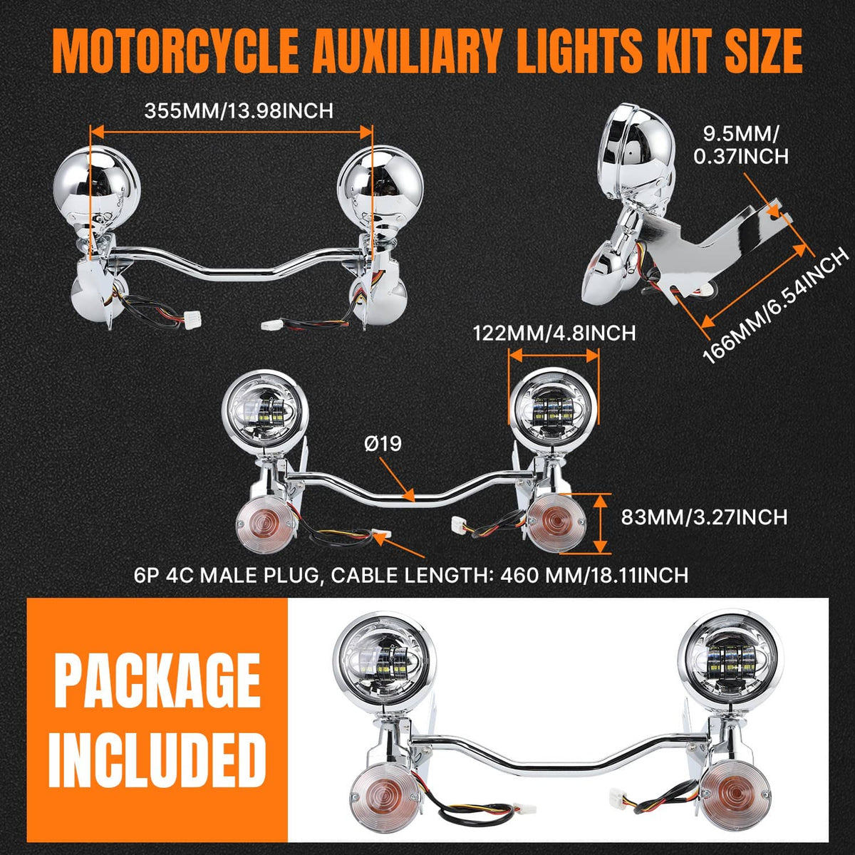 Solidspare Fit For Harley 1994-2013 Road King 4.5" LED Spot Passing Lights Turn Signals Bar