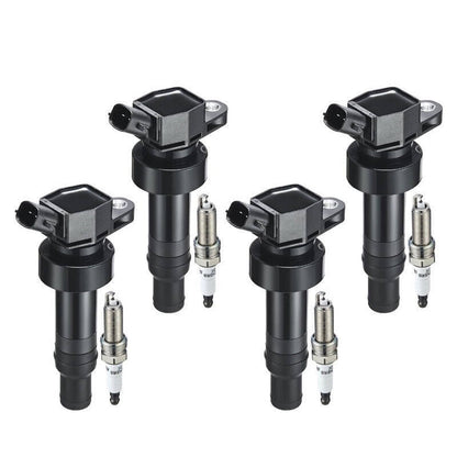 Solidspare 4X Spark Plug + 4X Ignition Coil For Kia Rio Soul Hyundai Accent Veloster UF652