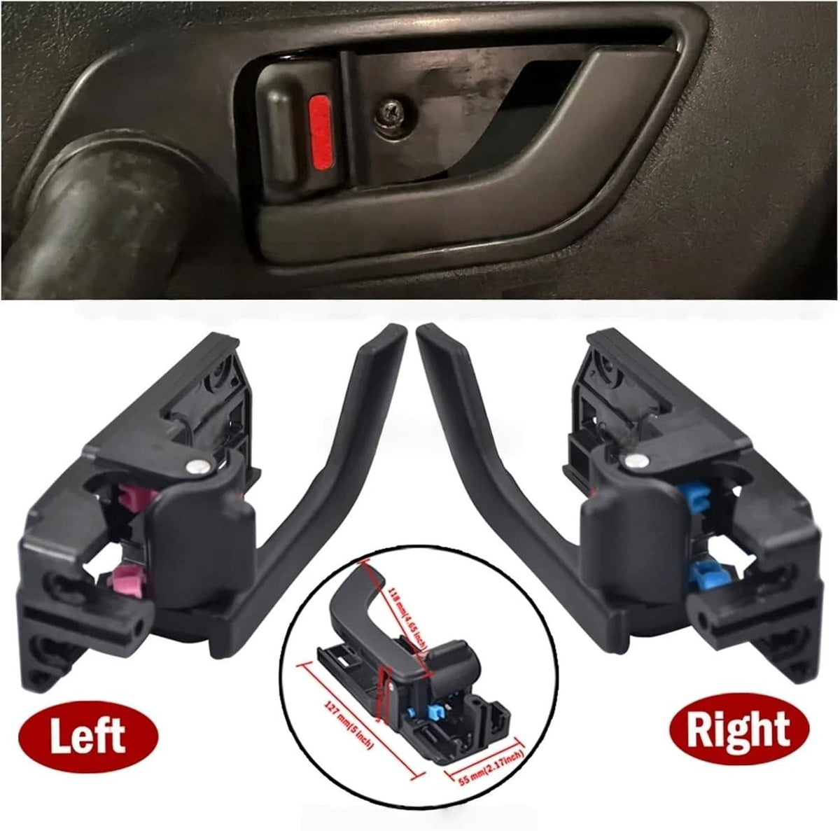 Solid Spare Pair Inside Door Handle Driver & Passenger Side For Hyundai Tiburon 2003-2008 PU