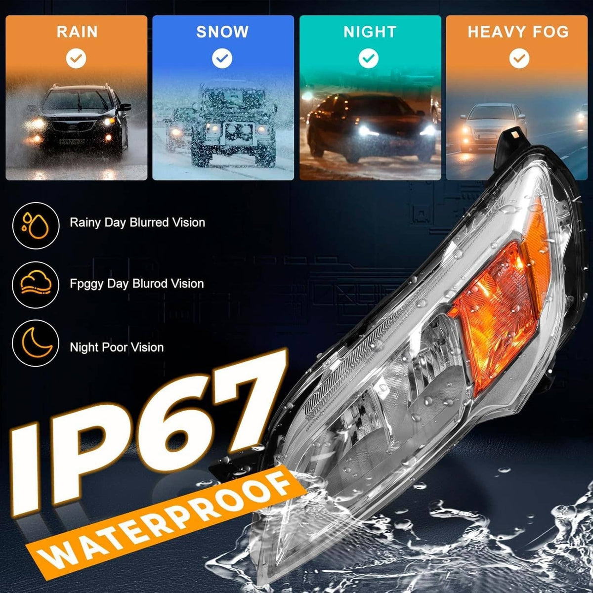 Solidspare Pair Left+Right Halogen Headlights For 2023-2026 Dodge Ram Promaster 1500 2500