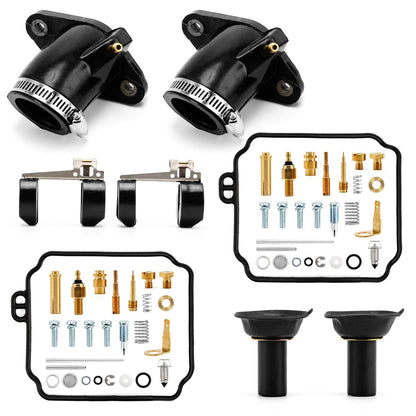 Solidspare Carburetor Rebuild Kit with Intake Manifolds Boots For Yamaha V Star 650 XVS650