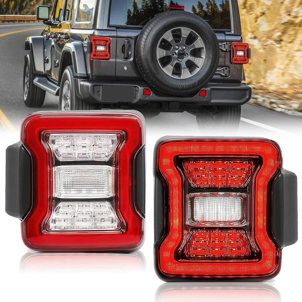 Solidspare Rear Brake Turn Signal Lamps LED Tail Lights For Jeep Wrangler JK JKU 2007-2018