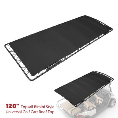 Solidspare 120" Bimini Style Golf Cart Roof Top Sun Top Tubular Canopy For EZGO Club Car