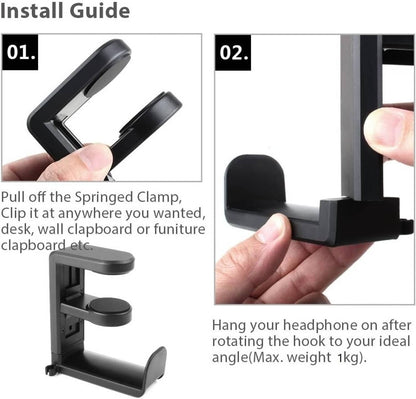 Solid Spare 360?? Gaming Headphone Hanger Display Stand Holder Hook Under Desk Headset Mount