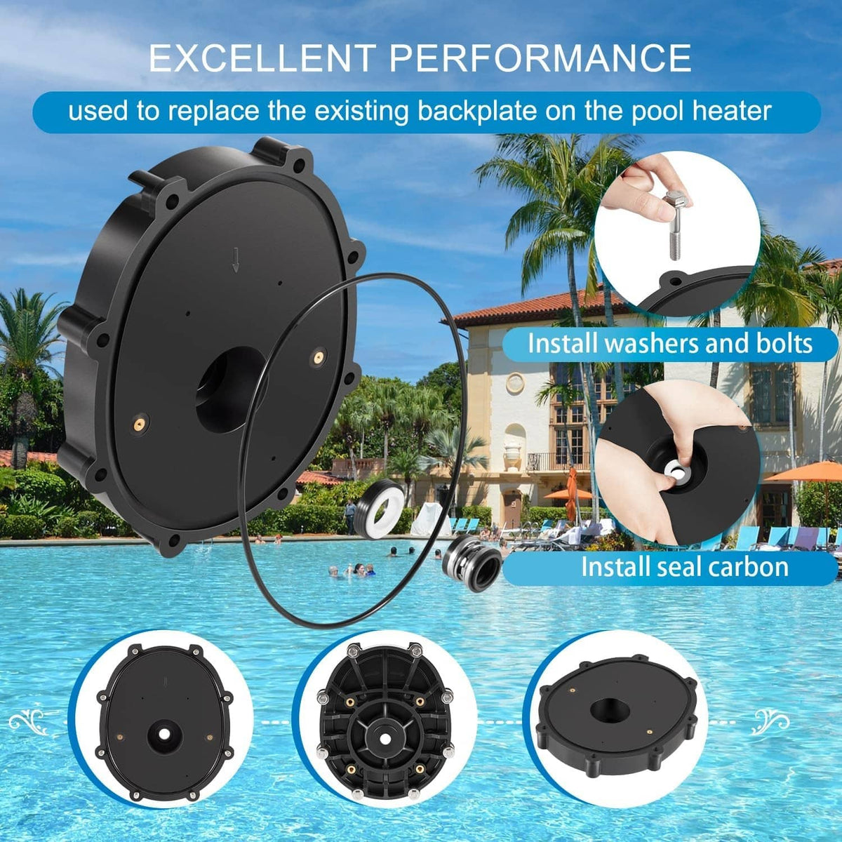 Solid Spare Replace R0445200 Backplate Kits for Zodiac Jandy Pool & Spa Pumps ePump, Stealth