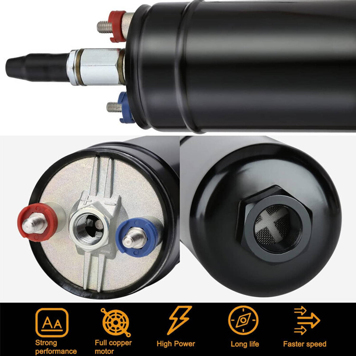 Solidspare 2L Billet High Flow Swirl Fuel Surge Tank AN6 Fitting & 044 External Fuel Pump