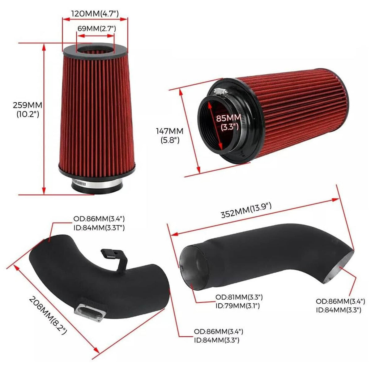 Solidspare New Cold Air Intake Kit for 12-16 BMW F30 228i 320i 328i 420i 428i 2.0T N20 N26