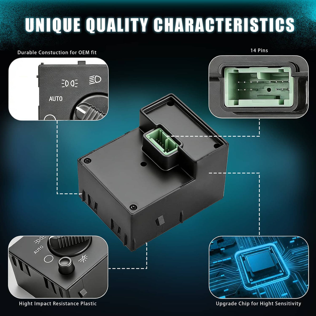 Solidspare LED Headlight Switch For 2003-2006 Chevy Silverado Suburban Tahoe Sierra Black