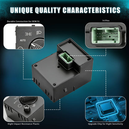 Solidspare LED Headlight Switch For 2003-2006 Chevy Silverado Suburban Tahoe Sierra Black