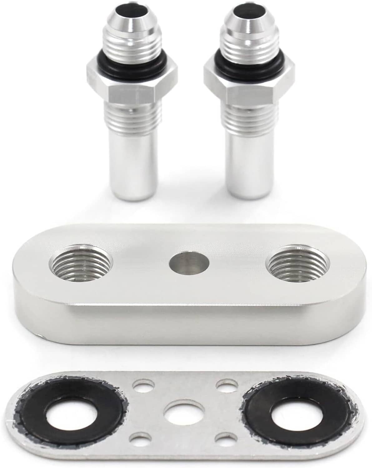 Solidspare Transmission Cooler Line Adapter Plate with 6AN Fittings Seal 6L80E 6L90E 8L90E