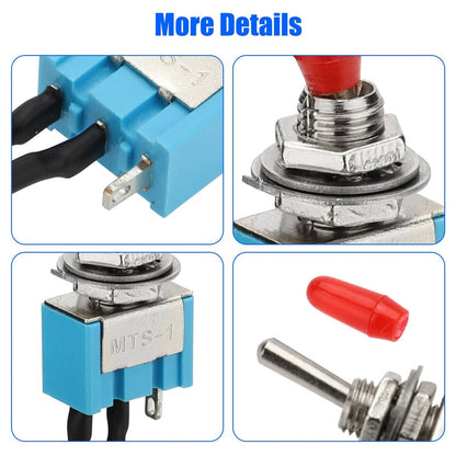 Solid Spare 10PCS SPST Mini Toggle Switch Wires On/Off Metal Small Automotive/Boat/Car/Truck