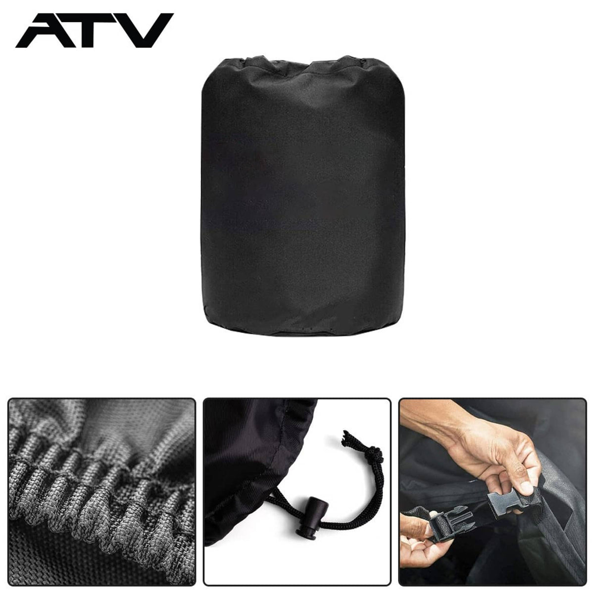 Solidspare ATV Cover Heavy Duty Marine Grade Fabric Quad Cover For Kawasaki Premium Black