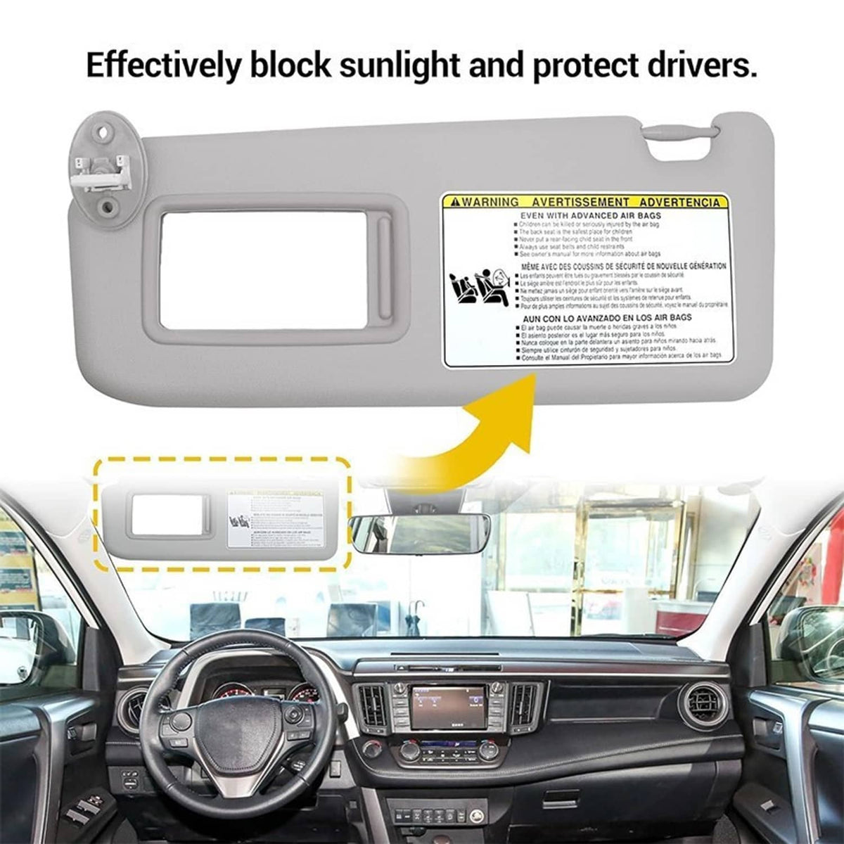 Solidspare Gray Sun Visor W/ Mirror for 2013-18 Toyota RAV4 74320-42595-B1 Left Driver Side