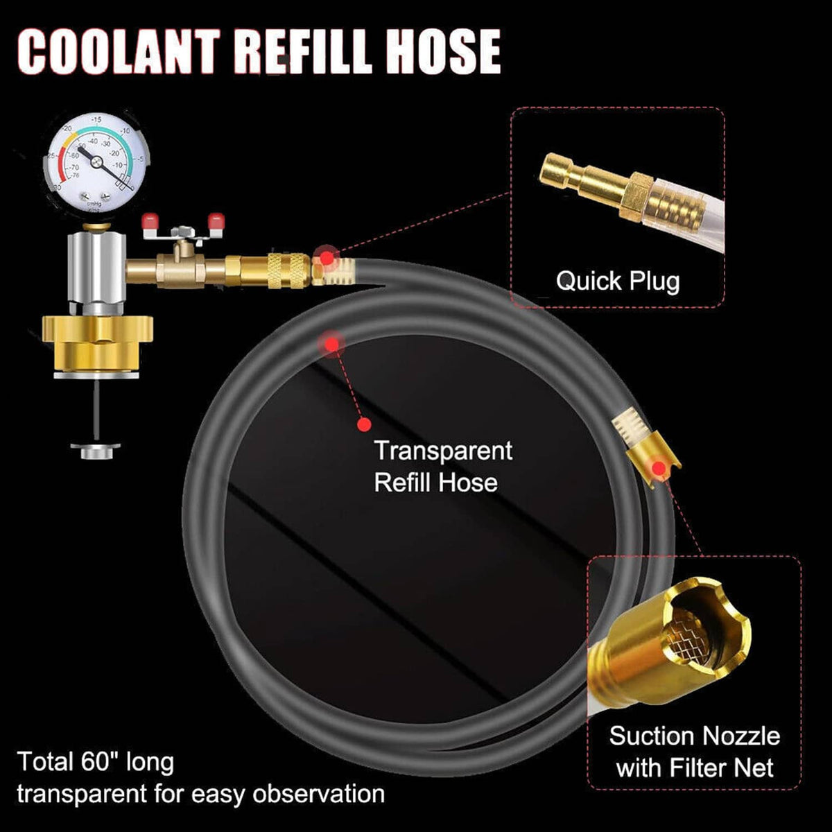 Solidspare Auto Coolant Vacuum Kit Cooling System Vacuum Radiator Kit Refill & Purging Tool