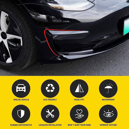 Solidspare Gloss Black Front Fog Light Eyebrow Cover Trim For Tesla Model 3 2017-2023 U8