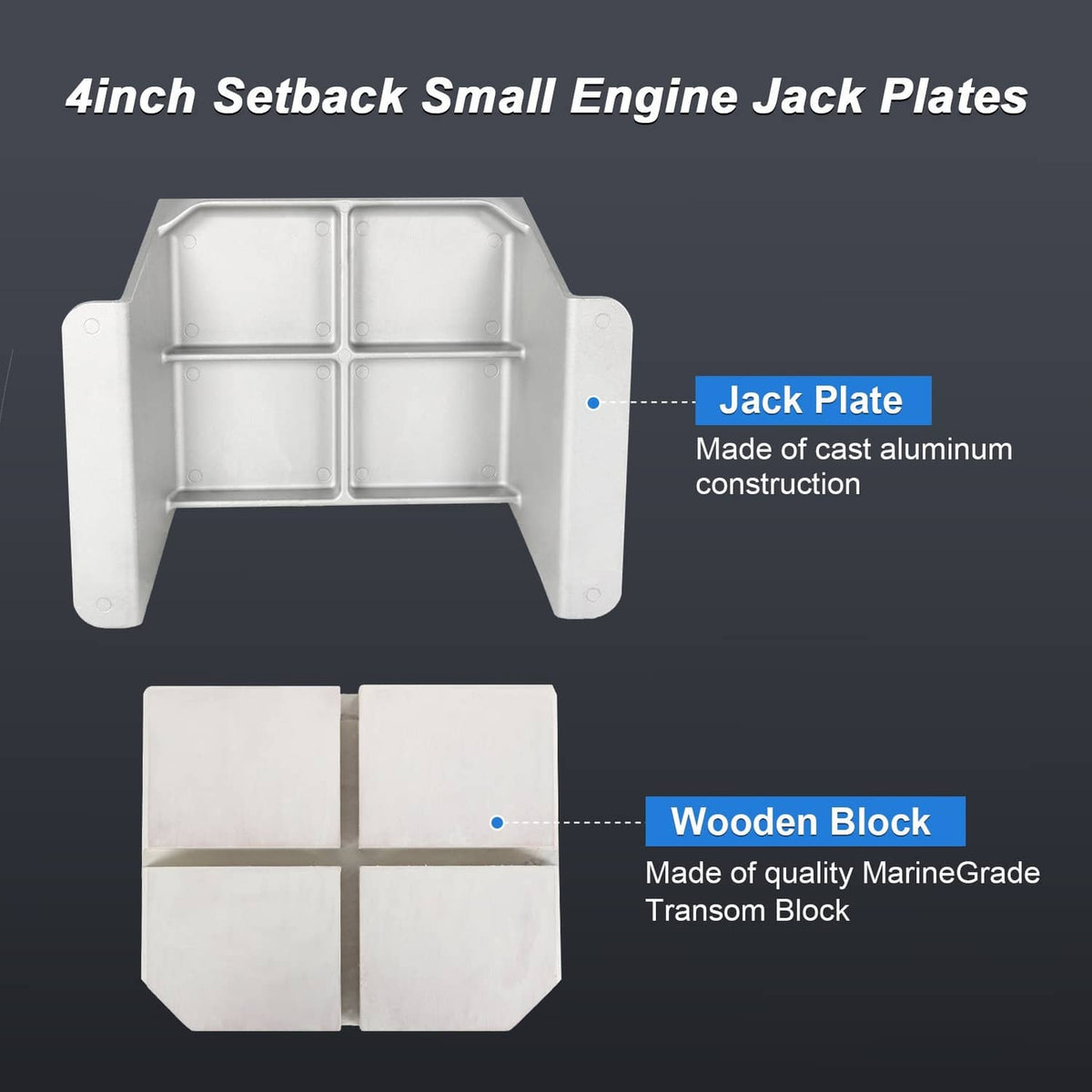 Solidspare MJ-1-DP Jack Plate 4'' Setback Small Engine Jack Plate for Outboard Up to 35HP