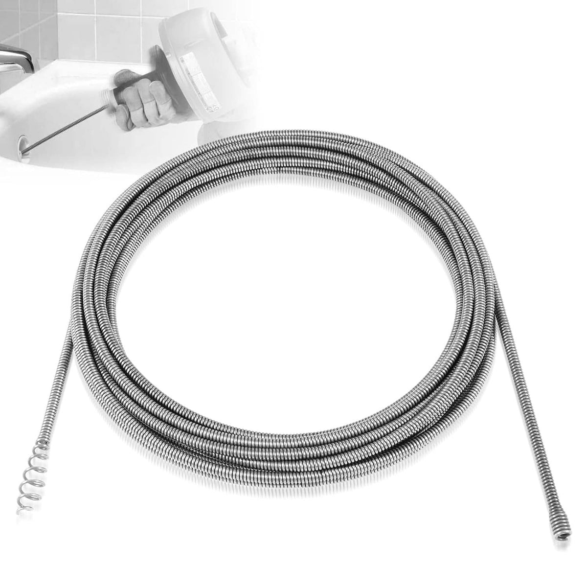 Solidspare 21338 Auto-Spin Replacement Drain Cable 1/4” x 30 ft Fit for RIDGID K-45