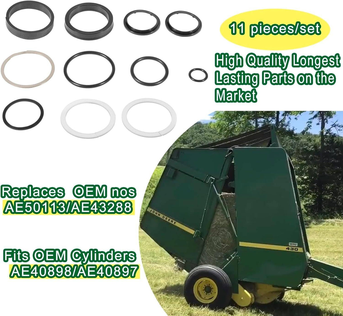 Solid Spare AE50113 Hydraulic Gate Cylinder Seal Kit for John Deere Cylinder AE40897 AE40898