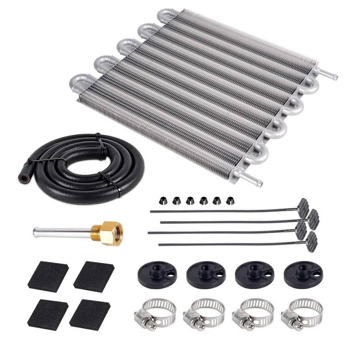 Solidspare 10 Rows Remote Transmission Oil Cooler Radiator Converter Kit Universal Aluminum