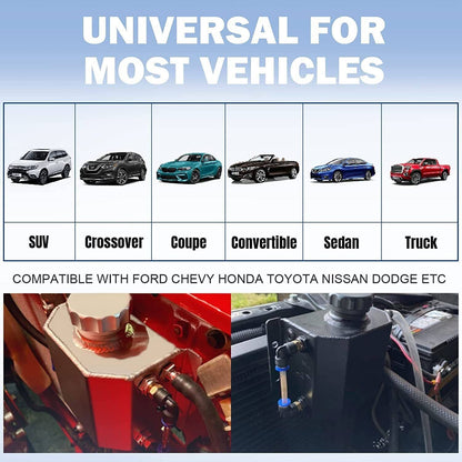 Solidspare Black 2L Radiator Coolant Overflow Water Bottle Expansion Reservoir Tank w/Cap