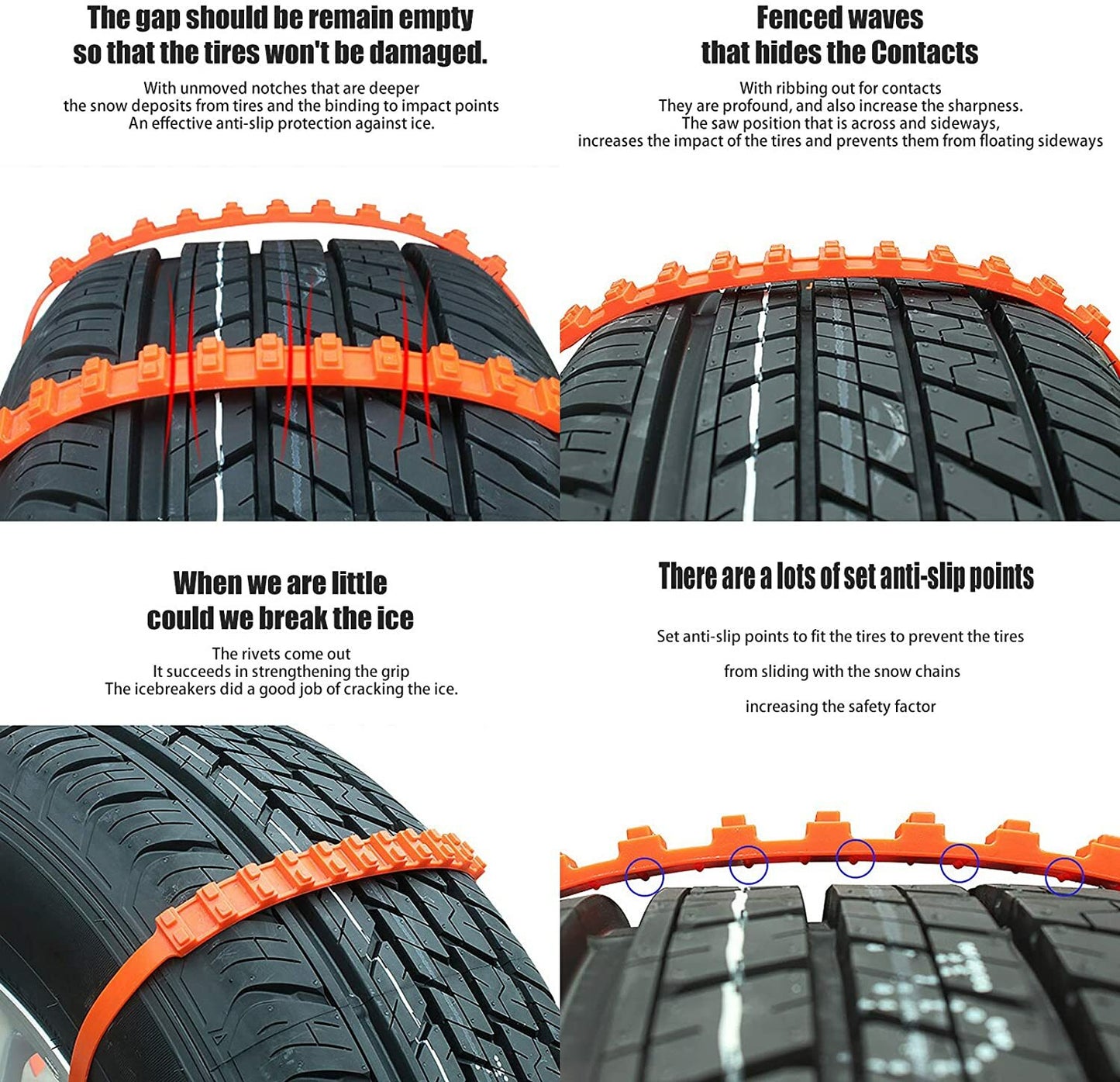 10 PCS Snow Tire Chain for Car Truck SUV Anti-Skid Emergency Winter Driving