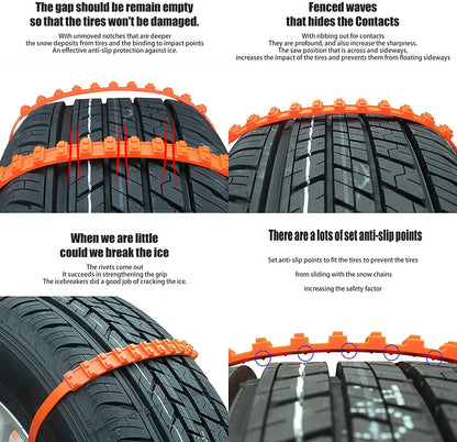 10 PCS Snow Tire Chain for Car Truck SUV Anti-Skid Emergency Winter Driving