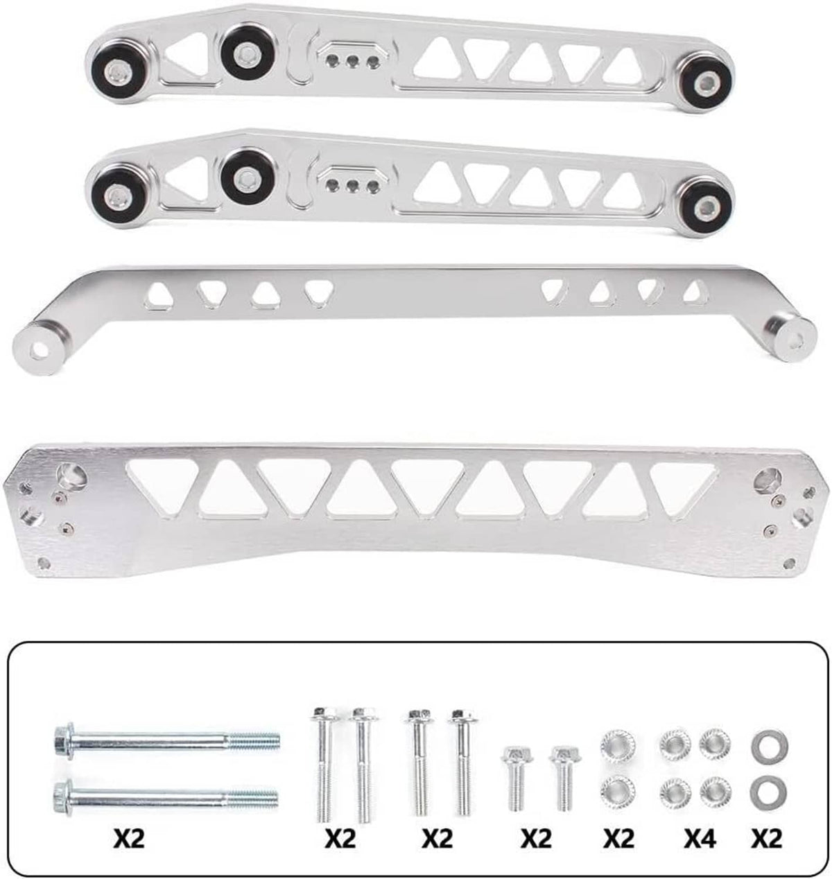 Solidspare Rear Lower Control Arms Subframe Brace Tie Bar for Honda Civic EK 96-00 Silver