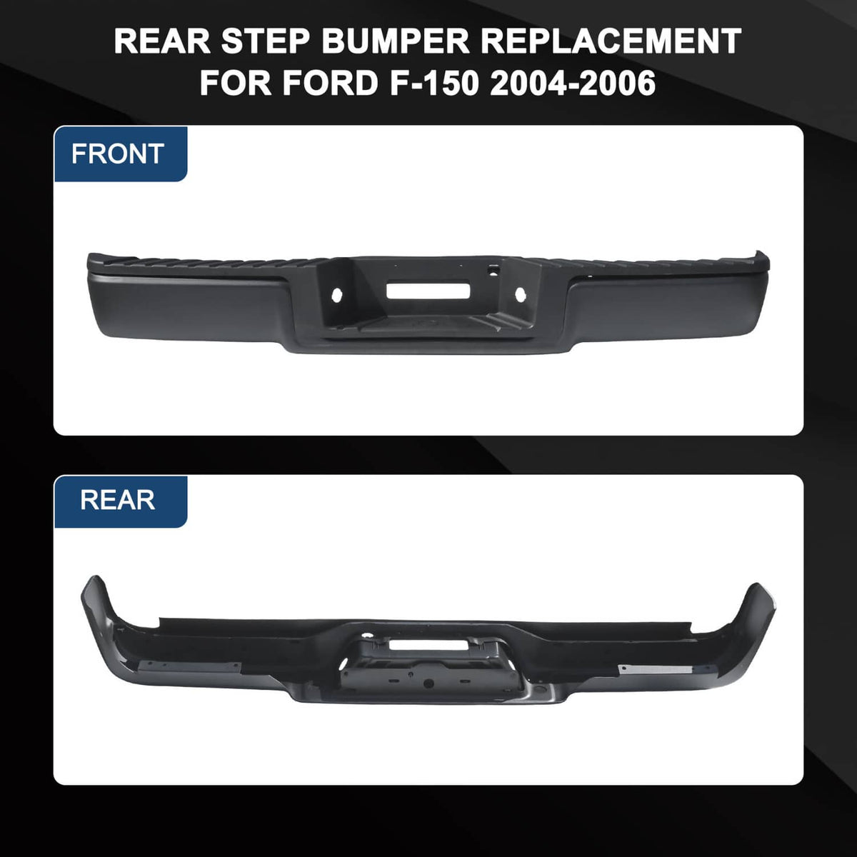 Solidspare Black Rear Setp Bumper w/LED Light for 2004-2006 Ford F150 w/o Sensor Hole New