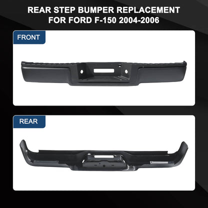 Solidspare Black Rear Setp Bumper w/LED Light for 2004-2006 Ford F150 w/o Sensor Hole New