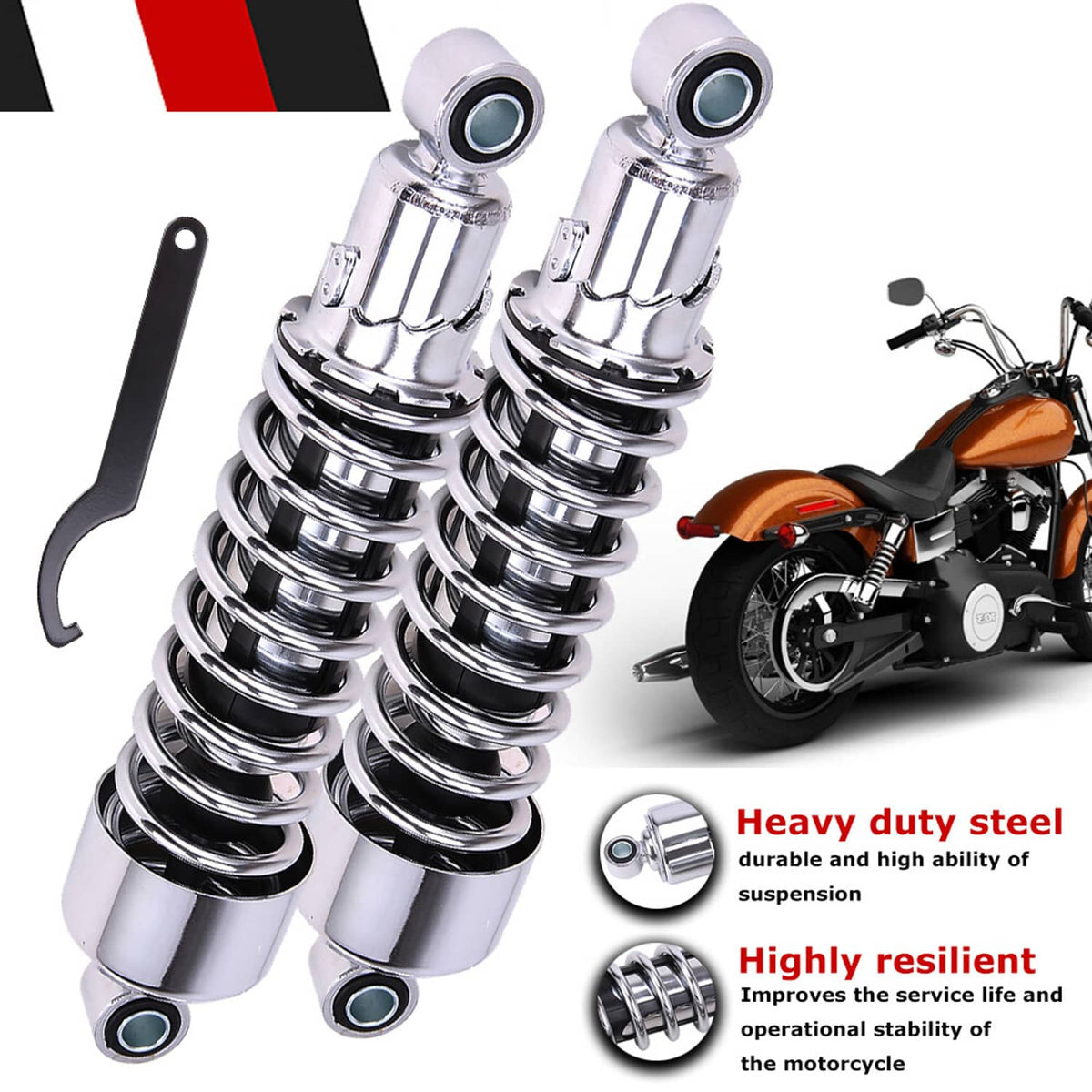 Solidspare 11.75" Rear Lowering Shocks For Harley Road Glide Tour Glide Road King FLT 1980+