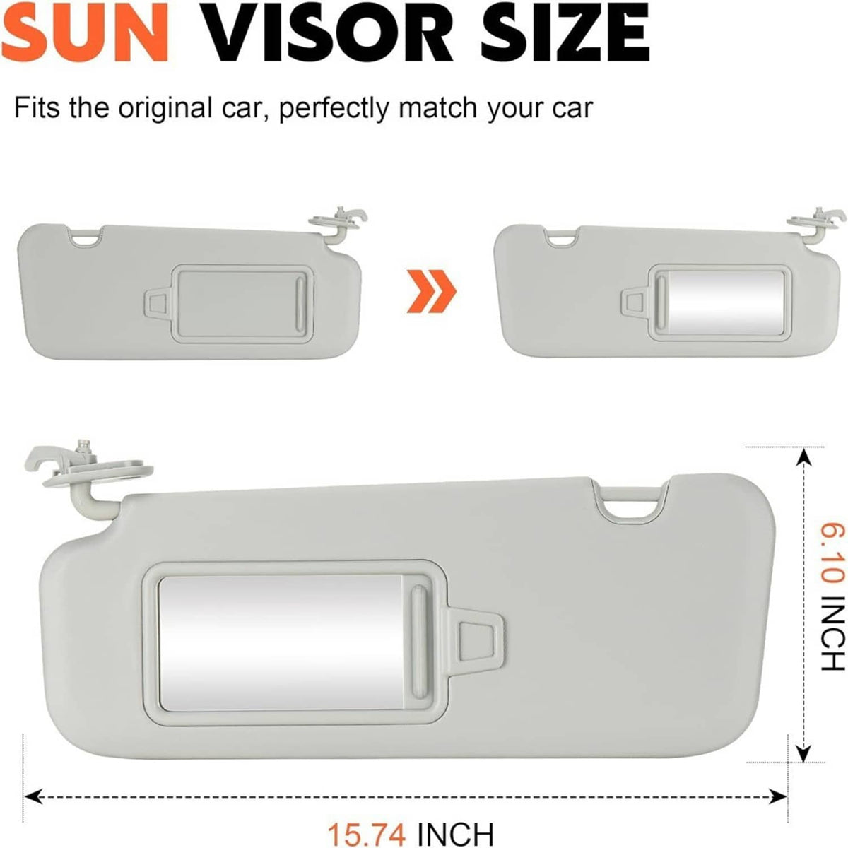 Solidspare Pair Driver & Passenger Gray Sun Visor with Mirror for 2017-2019 Hyundai Elantra
