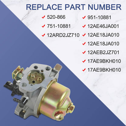 Solidspare 951-10881 751-10881 2P70M0C 2P70M0D Carburetor carb MTD Cub Cadet
