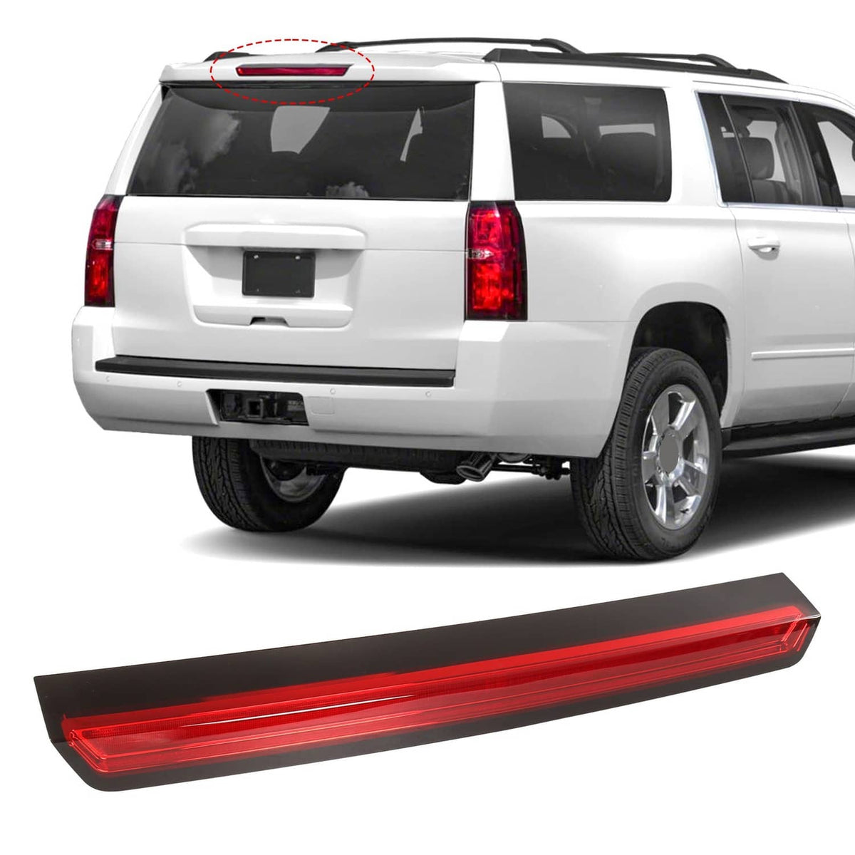 Solidspare Third 3rd Brake Tail Light Rear Stop Lamp Red led Bar For 2015-20 Tahoe Suburban