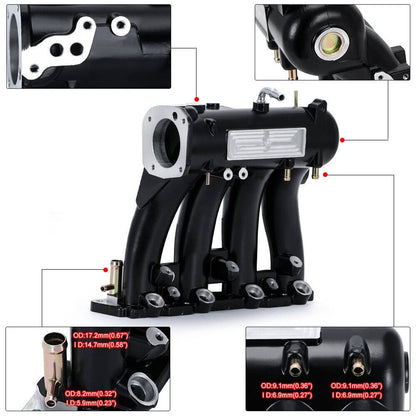 Solidspare D15 D16 D Series Intake Manifold +70mm Throttle Body For Honda Civic CRX DEL SOL