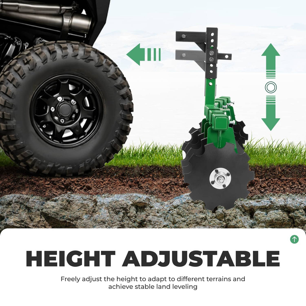 Solidspare Disc Harrow Plow 35" For ATVs UTVs Garden Tractors 2" Receiver Hitch W/ 8 Blades