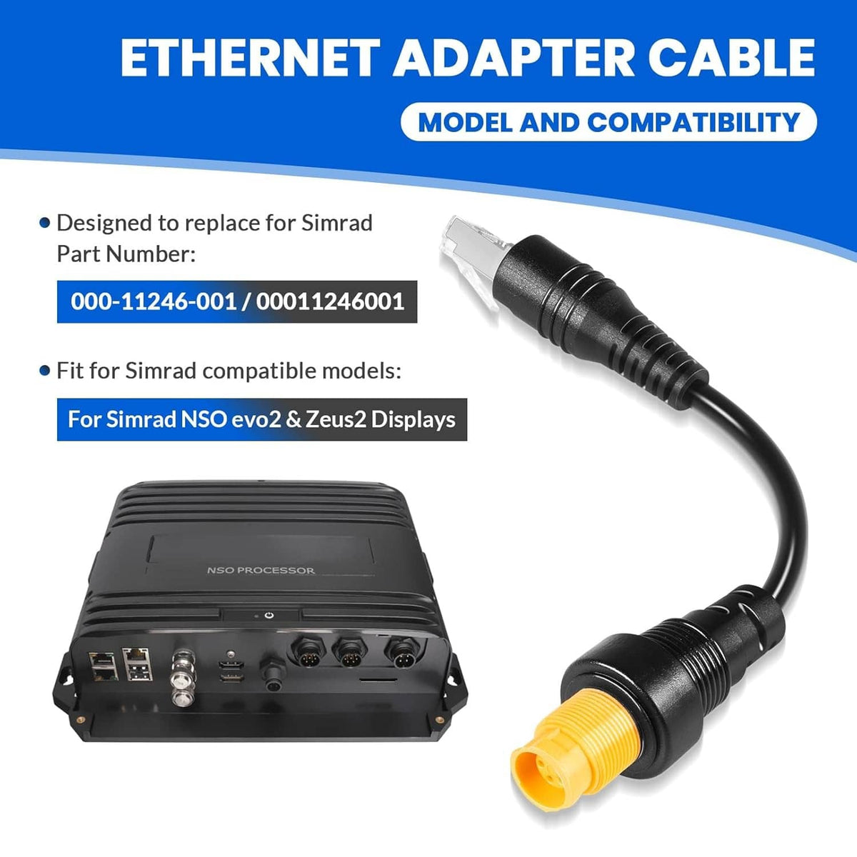 Solidspare RJ45 to 5-Pin Ethernet Adapter Cable 000-11246-001 for Simrad NSO evo2 & Zeus2