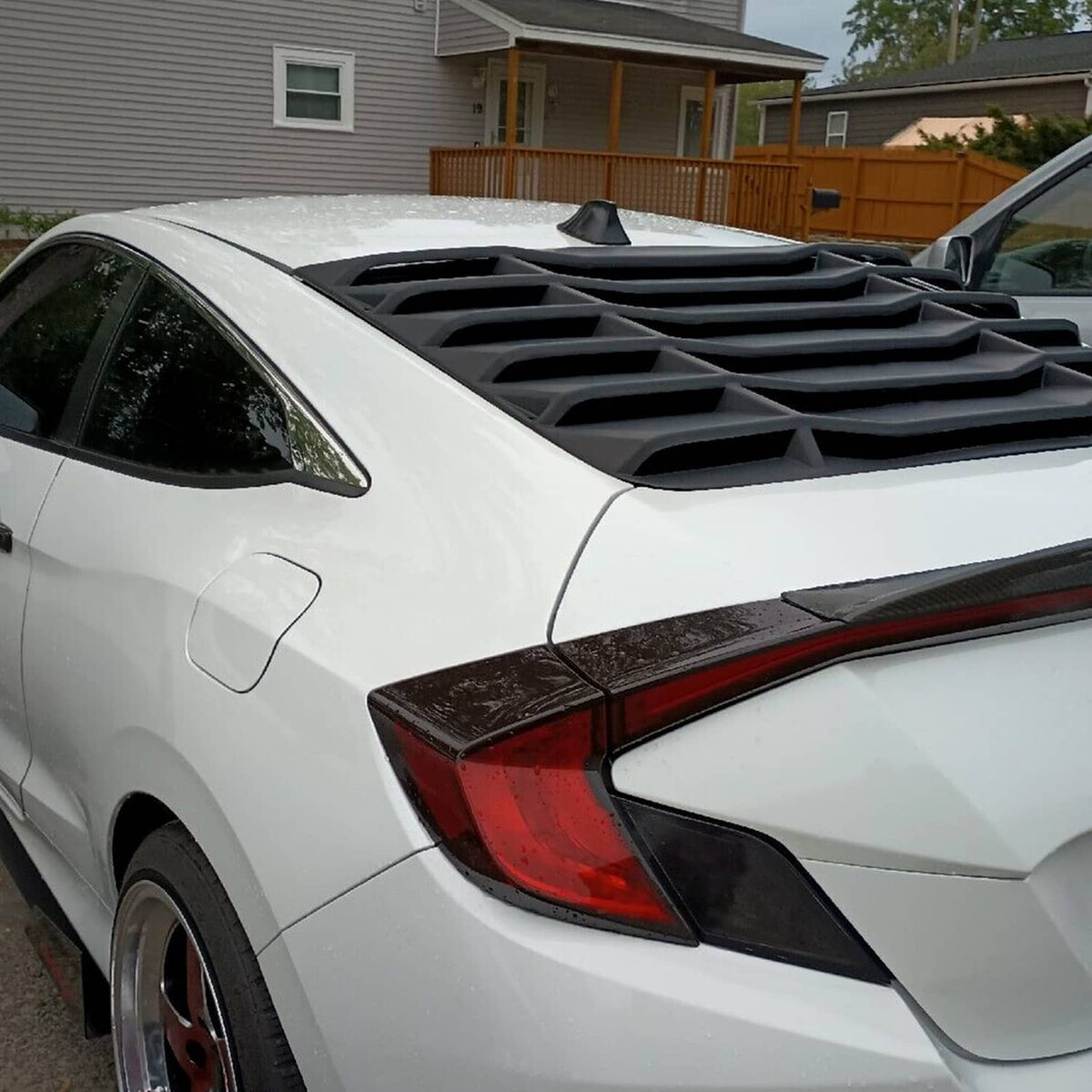 Solid Spare Fits 16-20 Honda Civic 2Dr Coupe Rear Window Scoop Louver Sun Guard Shade Cover